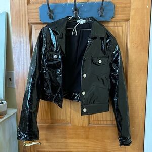 Superdown patent leather cropped jacket xxs